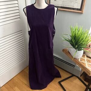 Vintage Karen Scott Overall Dress Medium Purple Corduroy 90s Modest Prairie Boho